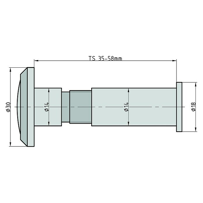 Basi Türspion TS680Silber, Türstärke: 35 mm - 58 mm, Messing Sketch