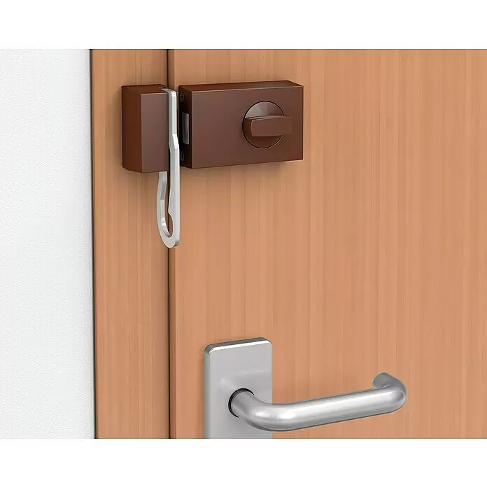 Basi Türzusatzschloss KS500Braun, DIN Anschlag: Universell einsetzbar, Dornmaß: 60 mm, Sperrbügel
