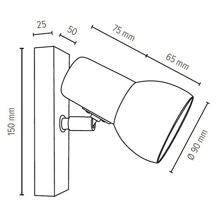 Spotlight Wandleuchte60 W, L x B x H: 15 x 9 x 15 cm, Eiche, E27 Sketch