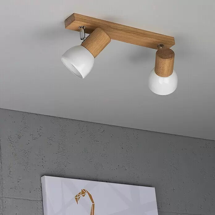 Spotlight Deckenstrahler Svenda - 120 W, L x B x H: 37 x 9 x 18 cm, Eiche, E27 - Stimmungsaufnahme