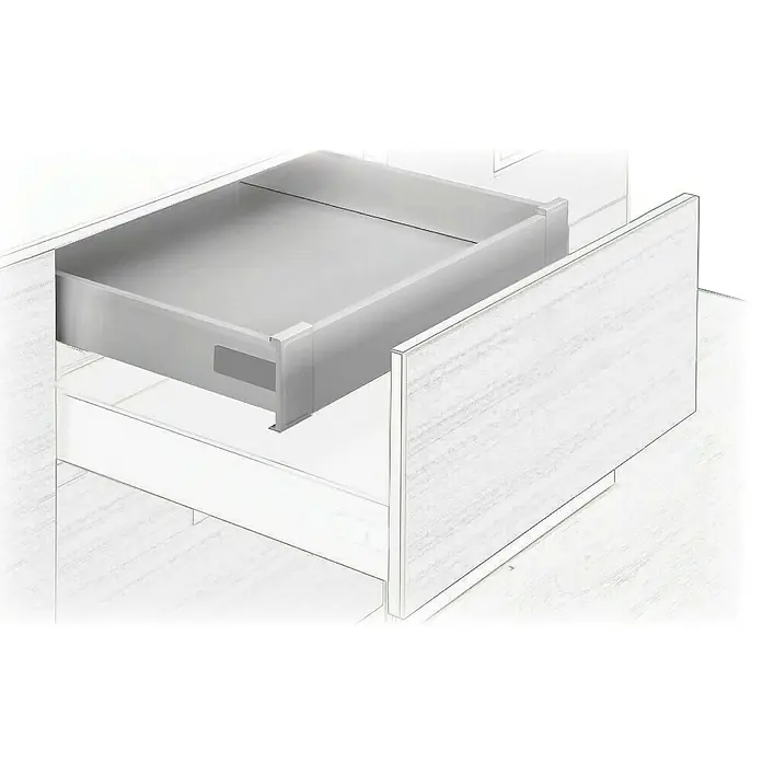 Cajón Modul Box Plus - L x An x Al: 56,8 x 51,4 x 7 cm - Un elegante cajón abierto con una superficie lisa y un diseño sencillo, perfecto para muebles modernos.