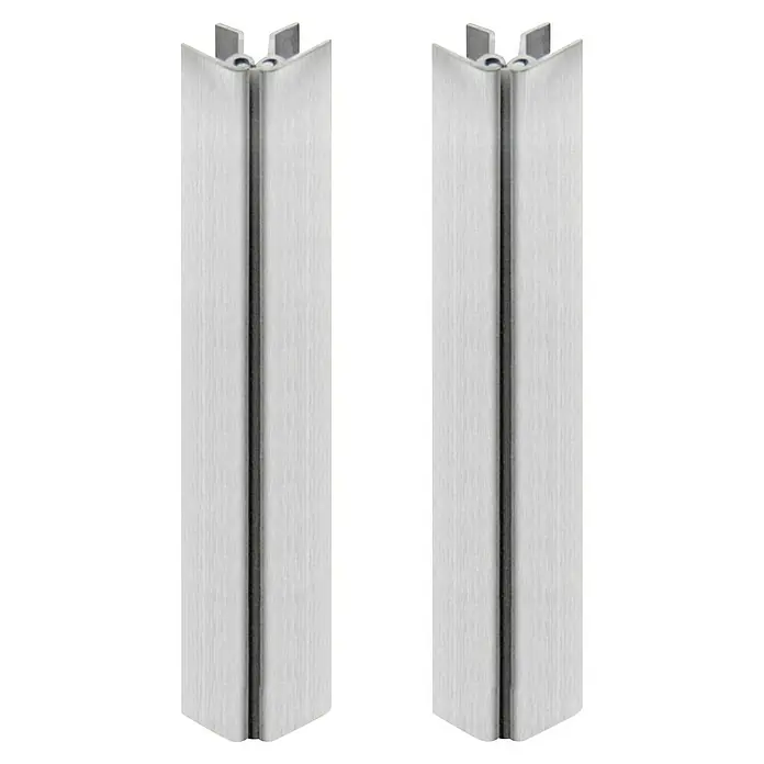 Perfil esquinero regulable - L x An x Al: 144 x 55 x 16,5 mm, Aluminio, Plateado - Dos bisagras de puerta robustas de metal cepillado, ideales para fijaciones de puertas interiores duraderas y elegantes.