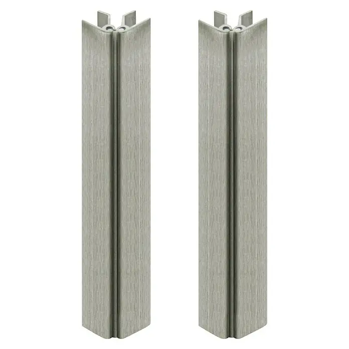 Perfil esquinero regulable - L x An x Al: 164 x 55 x 16,5 mm, Aluminio, Acero inoxidable - Dos perfiles angulares de aluminio, ideales para la protección de bordes y el diseño elegante de esquinas en espacios interiores. Solución robusta y duradera.