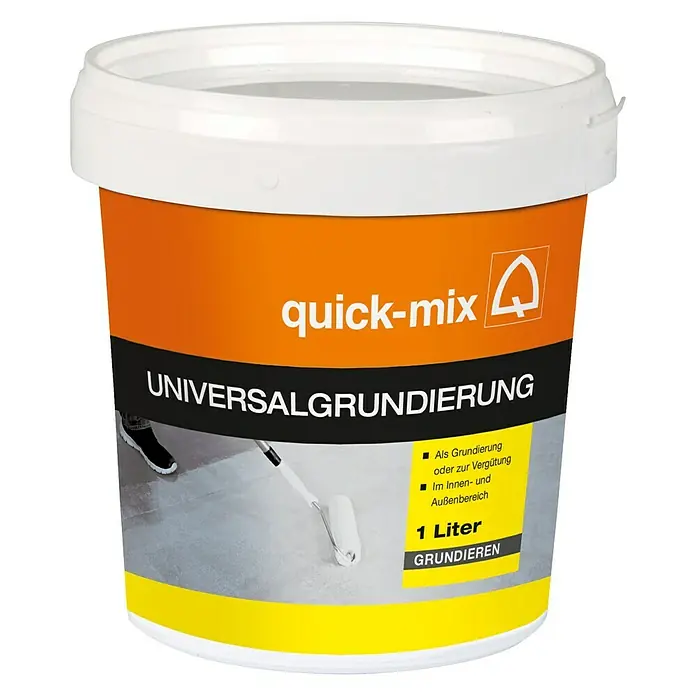 Quick-Mix Grundierung - 1 l - Eimer Quick-Mix Universal Grundierung, 1 Liter. Geeignet für den Innen- und Außenbereich, zur Grundierung oder Vergütung.