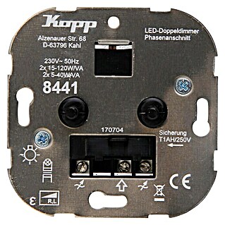 Kopp Technik-Center Led-dimmer duo basiselement RL LED 2x 5-40W (5 W - 40 W, Inbouw)