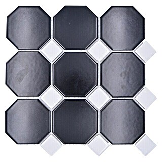 Mozaïektegel achthoek Octa G 942N (30 x 30 cm, Zwart/Wit, Mat)