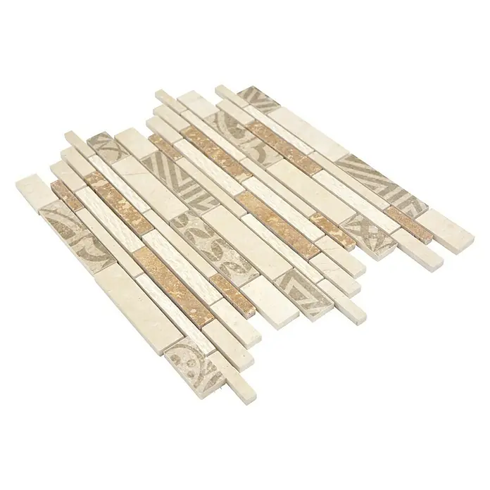 Mosaikfliese Verbund Mix MTS 27B B03 - 27 x 30 cm, Beige/Braun, Matt - Nahaufnahme eines Musters aus beigen und braunen Mosaikfliesen, ideal für stilvolle Wand- oder Bodengestaltungen.