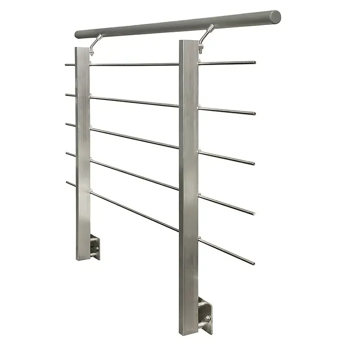 Treba Frewa Geländer-Set CG1 - Seitenmontage, Aluminium, Rechteckig, Länge: 150 cm - Modernes Treppengeländer aus Edelstahl mit horizontalen Streben für mehr Sicherheit und stilvolles Design.