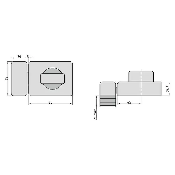 Basi Türzusatzschloss KS500Weiß, DIN Anschlag: Universell einsetzbar, Dornmaß: 45 mm