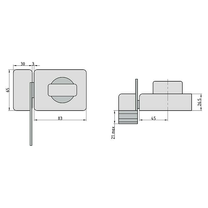 Basi Türzusatzschloss KS500 (Silber, DIN Anschlag: Universell einsetzbar, Dornmaß: 45 mm, Sperrbügel) | BAUHAUS