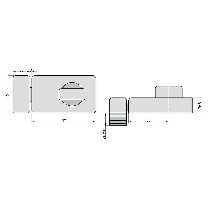 Basi Türzusatzschloss KS500Weiß, DIN Anschlag: Universell einsetzbar, Dornmaß: 70 mm Sketch