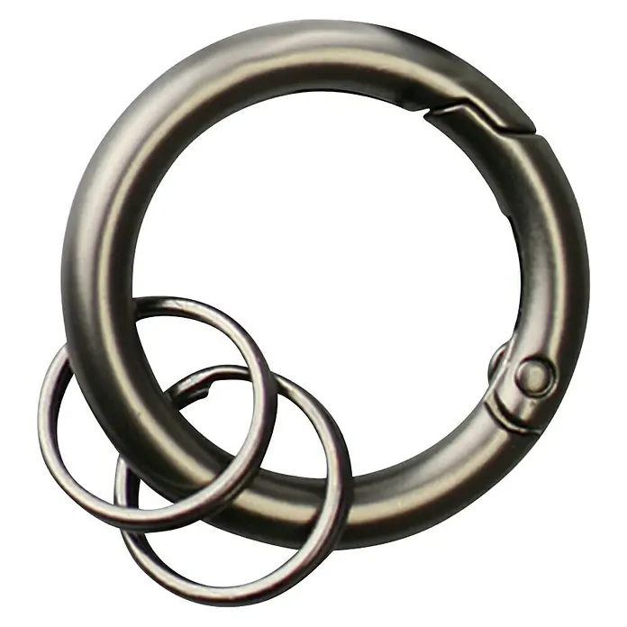 Basi Schlüsselring Snap - Durchmesser: 20 mm, 10 Stk. - Ein Karabinerring mit zwei kleineren Ringen. Der Karabiner hat einen Federverschluss für einfache Handhabung.