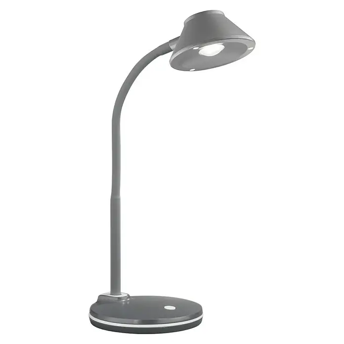 Reality Leuchten Lámpara de sobremesa LED Berry - 3,2 W, Titanio, Blanco cálido - Lámpara de escritorio LED gris con cuello flexible y base redonda, que proporciona una luz brillante y enfocada para espacios de trabajo.