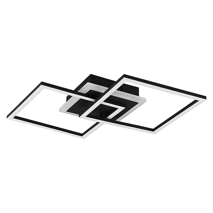 Trio Leuchten LED-Deckenleuchte Venida - 25 W, L x B x H: 57 x 35 x 7 cm, Schwarz, Warmweiß - Moderne LED-Deckenleuchte mit quadratischem Design in Schwarz und Weiß für stilvolle Beleuchtung.