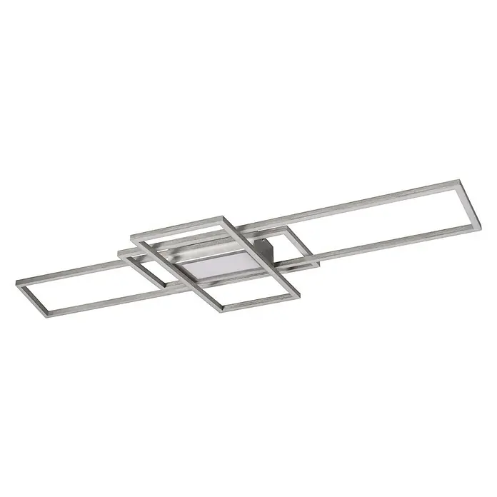 Trio Lighting Plafón LED Irvine - 60 W, L x An x Al: 6,5 x 105 x 42 cm, Níquel mate - Lámpara de techo moderna con rectángulos plateados entrelazados y un panel LED integrado para una iluminación brillante y elegante.
