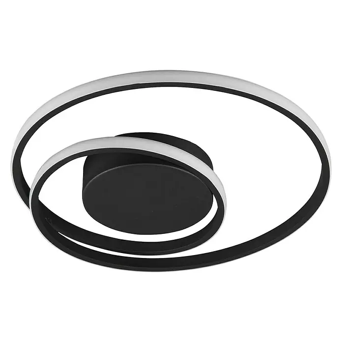 Trio Leuchten LED-Deckenleuchte rund Zibal - 22 W, Ø x H: 390 mm x 7 cm, Schwarz, Warmweiß - Moderne LED-Deckenleuchte mit zwei verschlungenen Ringen und zentraler, runder Abdeckung. Perfekt für stilvolle Innenräume.