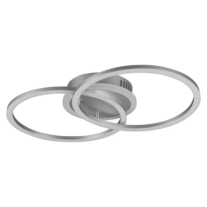 Trio Leuchten LED-Deckenleuchte Venida - 25 W, L x B x H: 50 x 30 x 7 cm, Titan, Warmweiß - Moderne LED-Deckenleuchte mit drei ineinander verschlungenen Ringen in Silberoptik, die ein elegantes und helles Ambiente schafft.