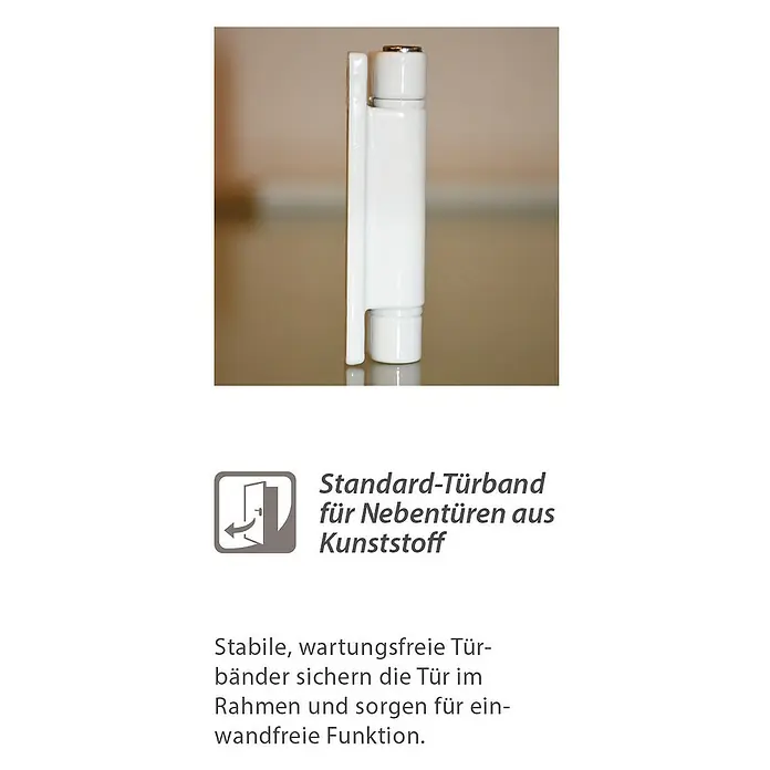 Solid Elements Nebeneingangstür 8002 - 98 x 198 cm, DIN Anschlag: Links, Weiß - Standard-Türband für Nebentüren aus Kunststoff. Das Türband ist stabil, wartungsfrei und sorgt für einwandfreie Funktion der Tür.