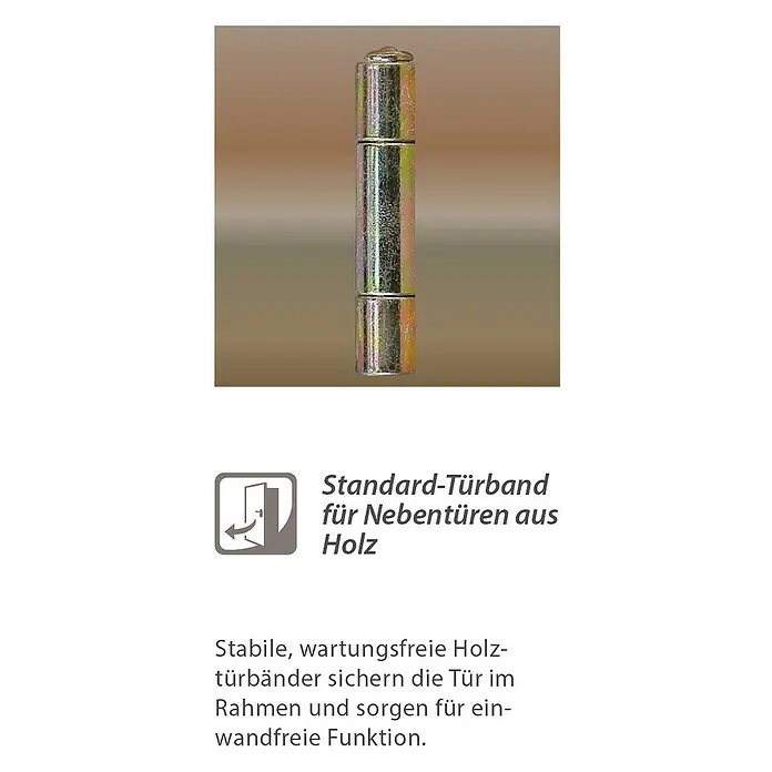 Solid Elements Nebeneingangstür 8702 - 98 x 198 cm, DIN Anschlag: Rechts, Natur - Türband für Holztüren.