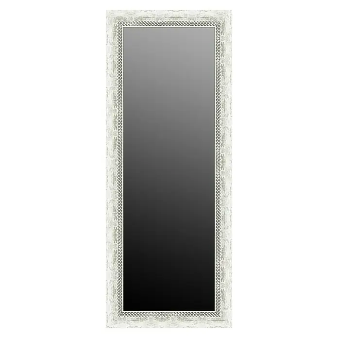 Espejo de pared Alhambra - 59 x 149 cm, Blanco - Este espejo decorativo presenta un marco blanco con un delicado patrón trenzado plateado, añadiendo un toque elegante.