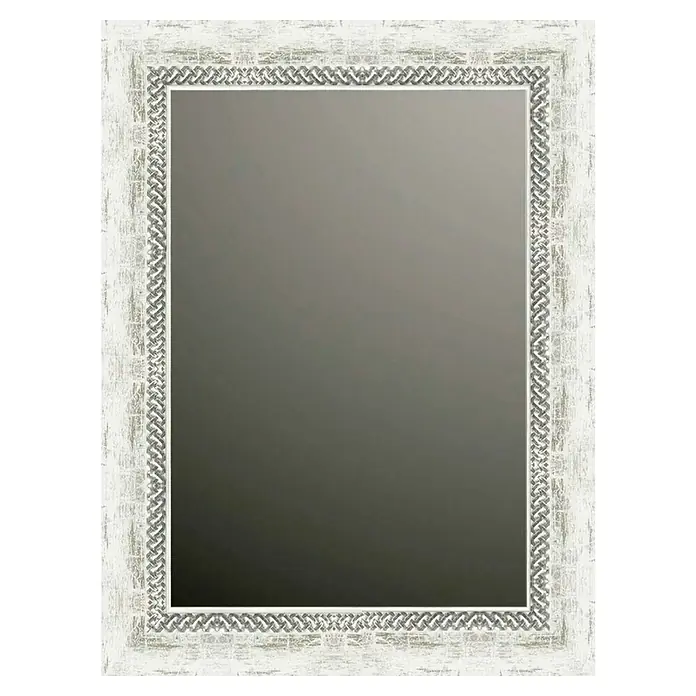 Espejo de pared Alhambra - 60 x 84 cm, Blanco - Elegante espejo de pared rectangular con un marco blanco que presenta un diseño trenzado, agregando un toque de estilo a cualquier habitación.