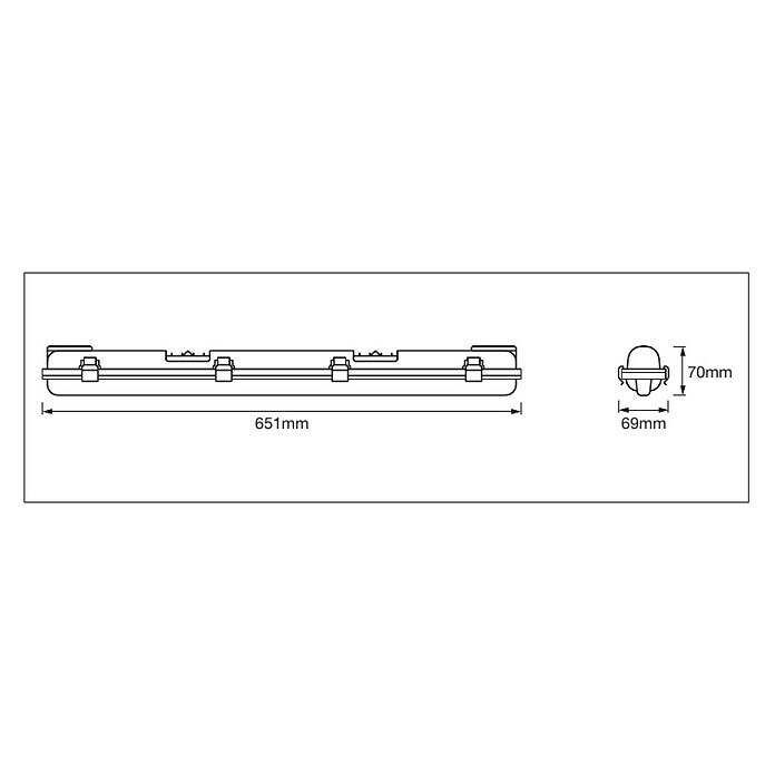 Ledvance LED-Feuchtraum-Lichtleiste Submarine8 W, Länge: 65,5 cm, Neutralweiß, IP65 Sketch