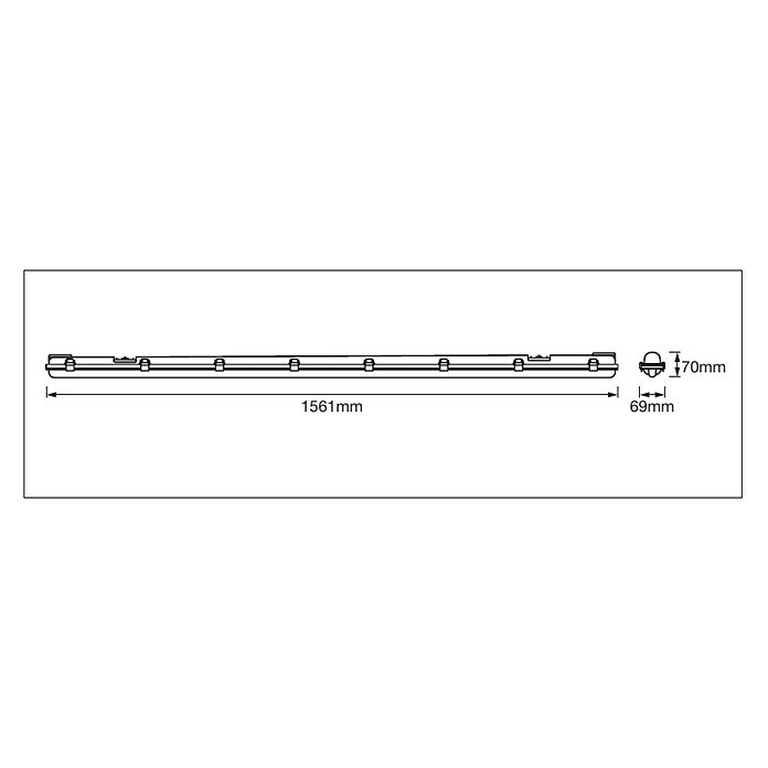 Ledvance LED-Feuchtraum-Lichtleiste Submarine19 W, Länge: 156,5 cm, Neutralweiß, IP65 Sketch