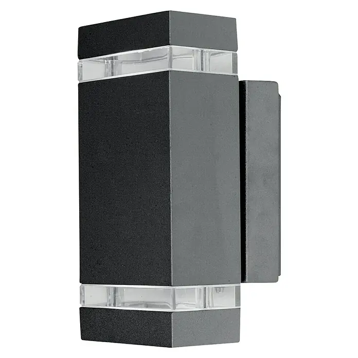 Lutec Aplique exterior LED Focus - 7,62 W, 10,9 x 11 x 23,5 cm, Antracita, IP44 - Moderna lámpara de pared LED en antracita y gris con detalles claros. Perfecta para una iluminación exterior elegante y un diseño de fachada atractivo.