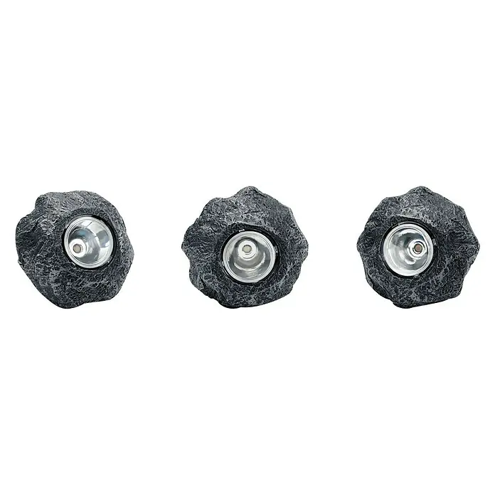 Pontec Teichbeleuchtung LED Set Rocklight 3er Pondostar - 230 V, Warmweiß - Drei graue Gartenstrahler in Steinoptik. Die robusten Leuchten sorgen für stimmungsvolle Beleuchtung im Außenbereich.