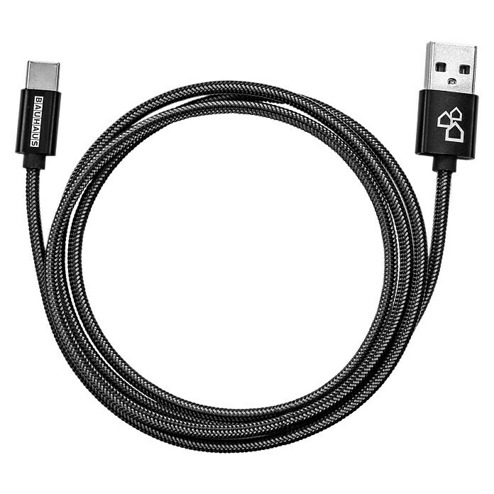BAUHAUS USB-oplaadkabel (Zwart, 1 m, USB A-stekker, USB C-stekker)