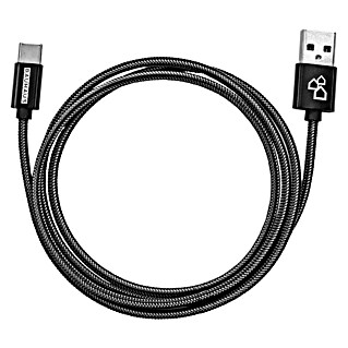 BAUHAUS USB-oplaadkabel (Zwart, 1 m, USB A-stekker, USB C-stekker)