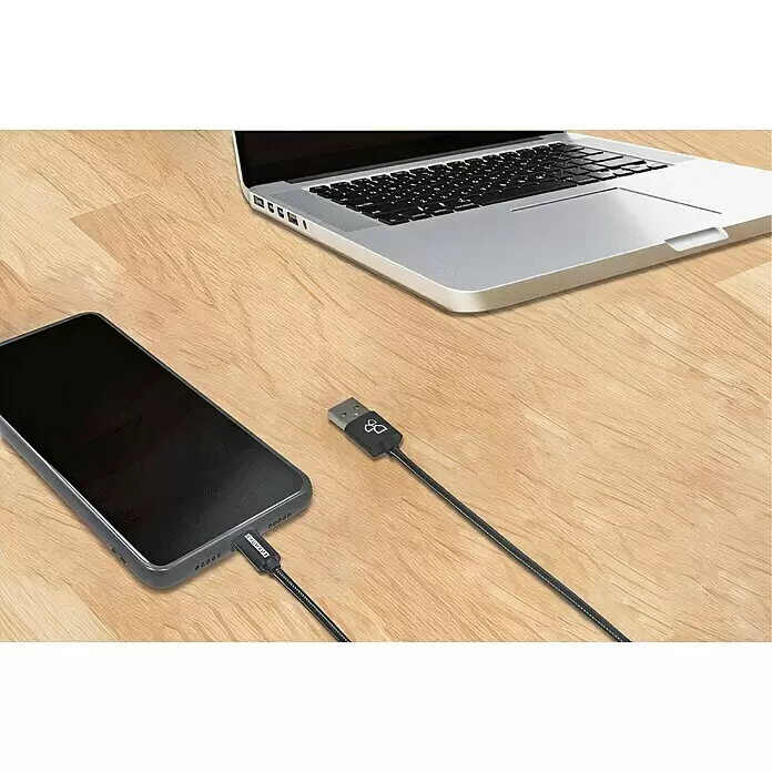 BAUHAUS USB-Ladekabel - Schwarz, 1 m, USB A-Stecker, USB C-Stecker - Anwendungsbeispiel