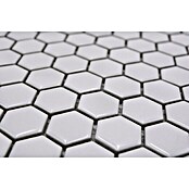 Mosaikfliese Hexagon Uni HX 050 (26 x 30 cm, Weiß, Glänzend)