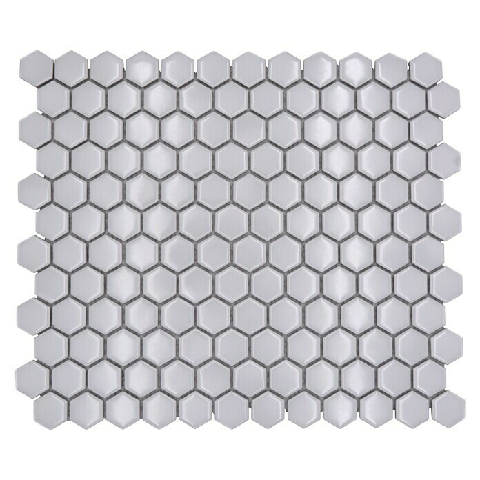 Mosaikfliese Hexagon Uni HX 050 (26 x 30 cm, Weiß, Glänzend)