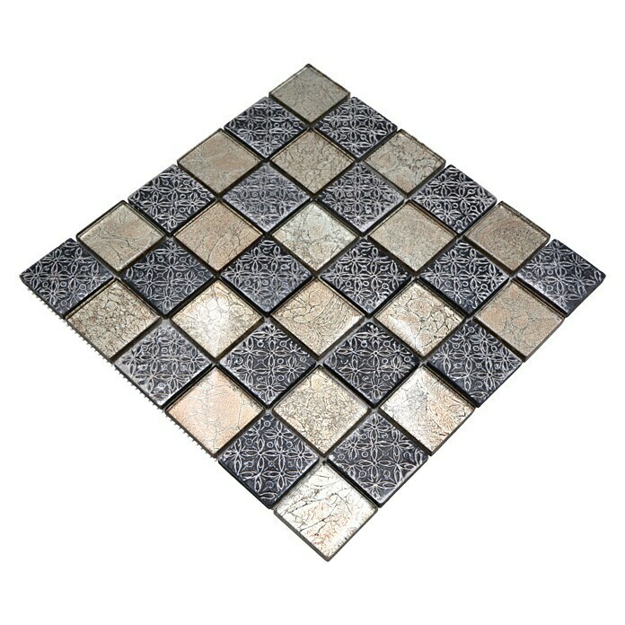 Mosaikfliese Quadrat Crystal Mix XCM 8OP4 (30 x 30 cm, Beige/Grau, Glänzend)