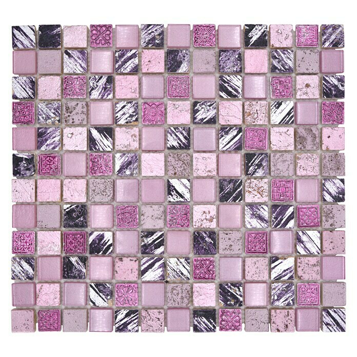 Mosaikfliese Quadrat Crystal Mix XCM CB 3532,7 x 30,2 cm, Pink, Glänzend Top View