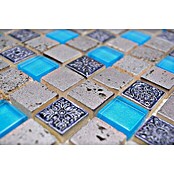 Mosaikfliese Quadrat Crystal Mix XCM CB 65 (30 x 32,5 cm, Blau, Glänzend)