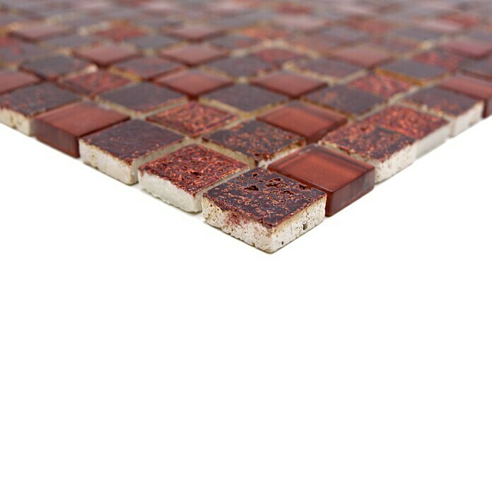 Mosaikfliese Quadrat Crystal Mix XCM CB 92 (30 x 32,5 cm, Rot, Glänzend)