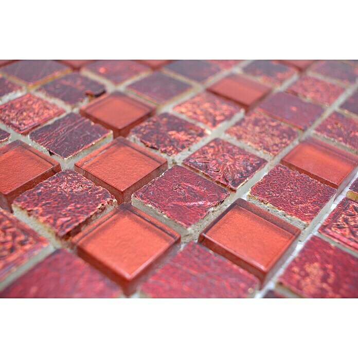 Mosaikfliese Quadrat Crystal Mix XCM CB 92 (30 x 32,5 cm, Rot, Glänzend)