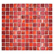 Mosaikfliese Quadrat Crystal Mix XCM CB 92 (30 x 32,5 cm, Rot, Glänzend)