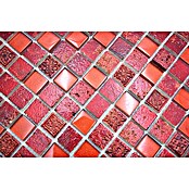 Mosaikfliese Quadrat Crystal Mix XCM CB 92 (30 x 32,5 cm, Rot, Glänzend)