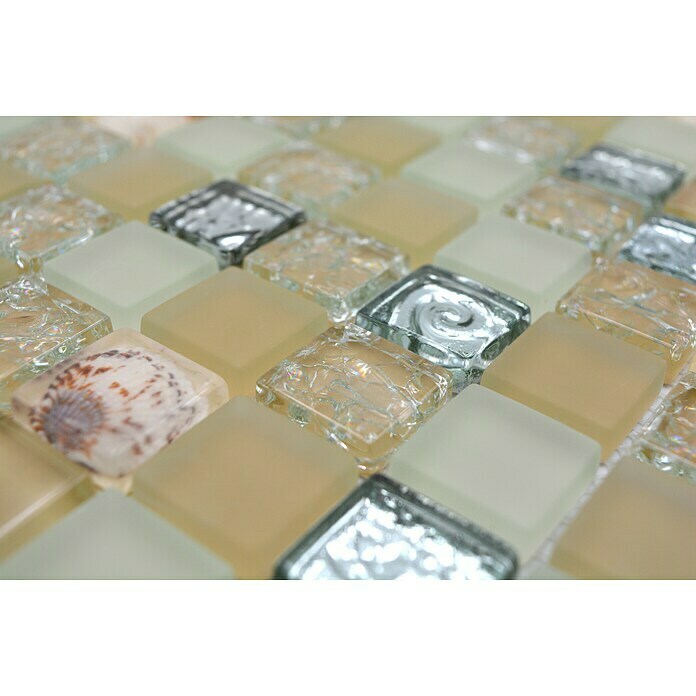 Mosaikfliese Quadrat Crystal XCM 8OP9 (30 x 30 cm, Beige, Glänzend)