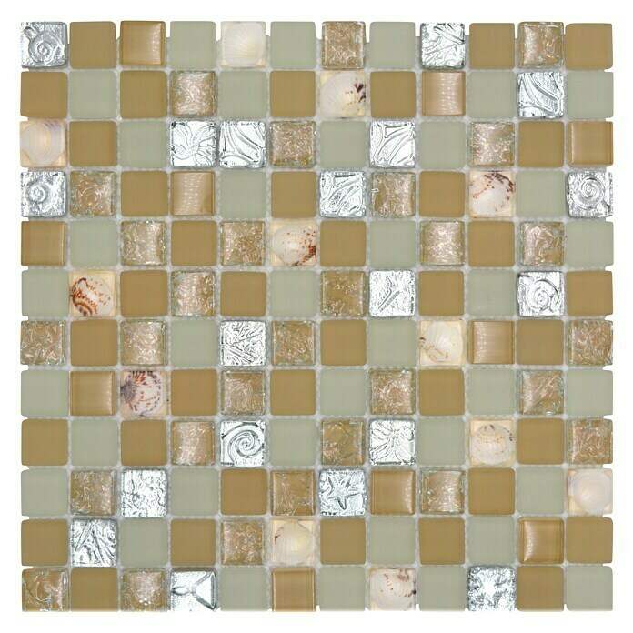 Mosaikfliese Quadrat Crystal XCM 8OP9 (30 x 30 cm, Beige, Glänzend)