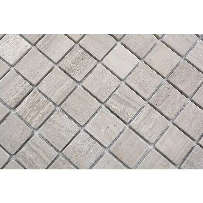 Mosaikfliese Quadrat Uni MOS 32/2012 - 30,5 x 30,5 cm, Grau, Matt - Quadratische Mosaikfliesen in Beige mit einer feinen Maserung, die ein elegantes und modernes Muster für Wand- und Bodenbeläge bildet.