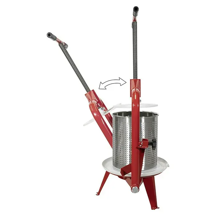 Güde Obstpresse OP 14 Inox - Fassungsvermögen: 14 l - Apfelpresse mit rotem Rahmen und einem Edelstahlkorb für die mühelose Saftherstellung. Ideal für frische, selbstgemachte Säfte.