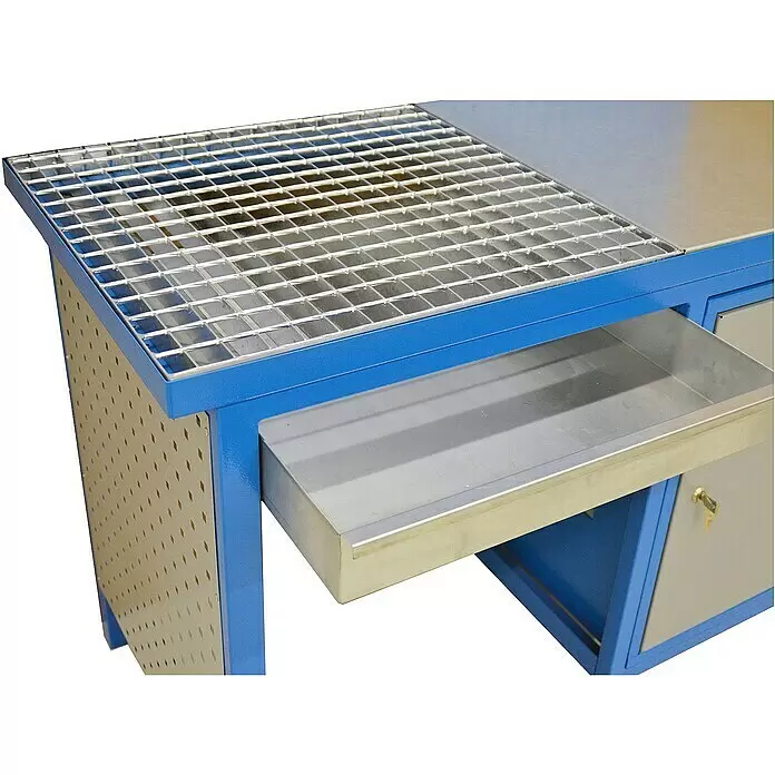 Güde Werkbank SW 1200/600 - L x B: 60 x 119 cm, Arbeitshöhe: 85 cm, Belastbarkeit: 500 kg, Blau - Detailaufnahme