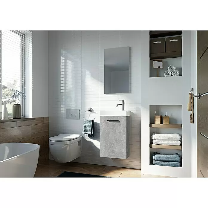 Riva Badmöbel-Set Pocket - Breite: 40 cm, Beton, 3 -tlg. - Stimmungsaufnahme
