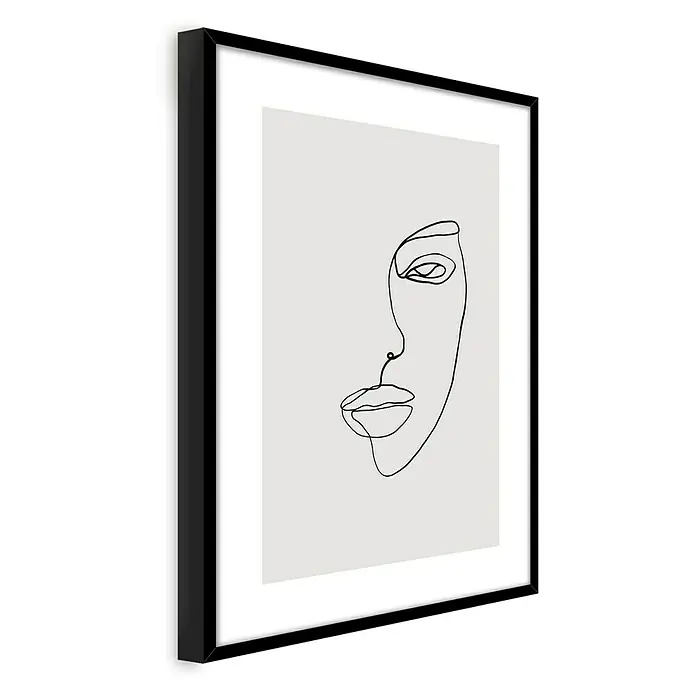 Bild - Linear I, B x H: 50 x 70 cm - Schwarzer Rahmen mit einem minimalistischen Porträt. Elegantes Design für eine moderne Wanddekoration, die jedem Raum eine künstlerische Note verleiht.