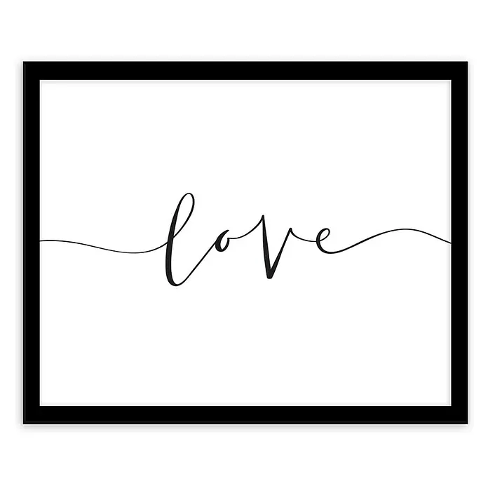 Bild - Love, B x H: 40 x 30 cm - Schwarzer Rahmen mit dem Schriftzug "Liebe" in eleganter Kalligraphie auf weißem Grund, eine stilvolle Wanddekoration für jedes Zuhause.