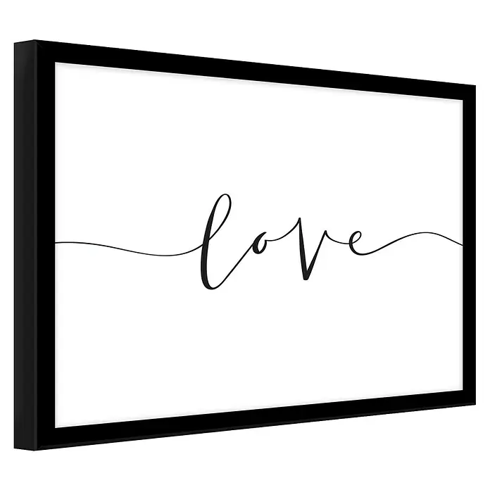 BildLove, B x H: 40 x 30 cm - Gerahmtes Bild mit dem Wort "Liebe" in eleganter Schrift, eine stilvolle Wanddekoration für ein modernes Ambiente.